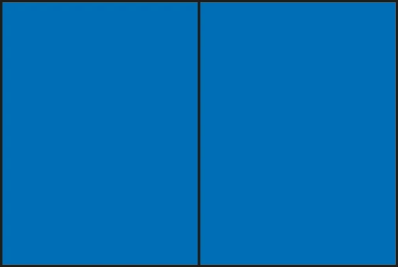 Grafische Darstellung der Inseratgröße 2/1 Seite im Medium Mein Postwurf, zwei nebeneinanderliegende blaue Flächen